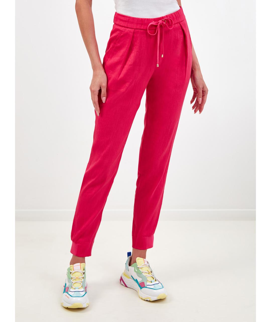 LORENA ANTONIAZZI Розовые льняные прямые брюки, фото 3