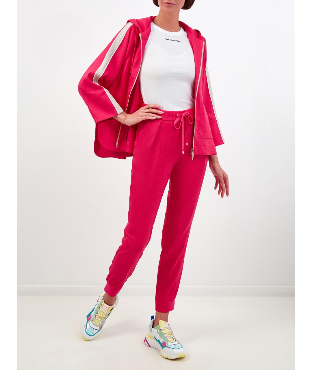 LORENA ANTONIAZZI Розовые льняные прямые брюки, фото 2