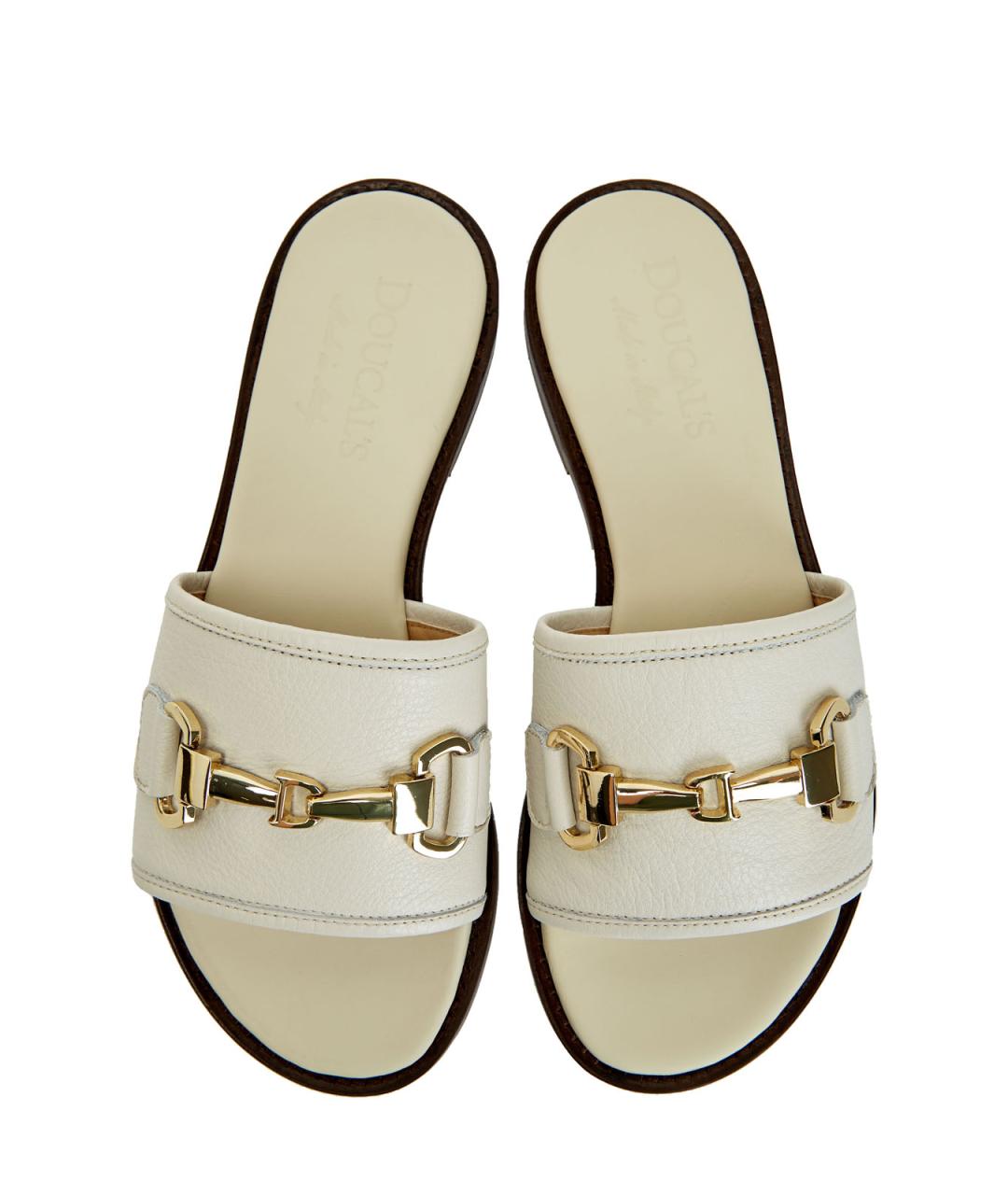 DOUCAL'S Бежевые кожаные шлепанцы, фото 5