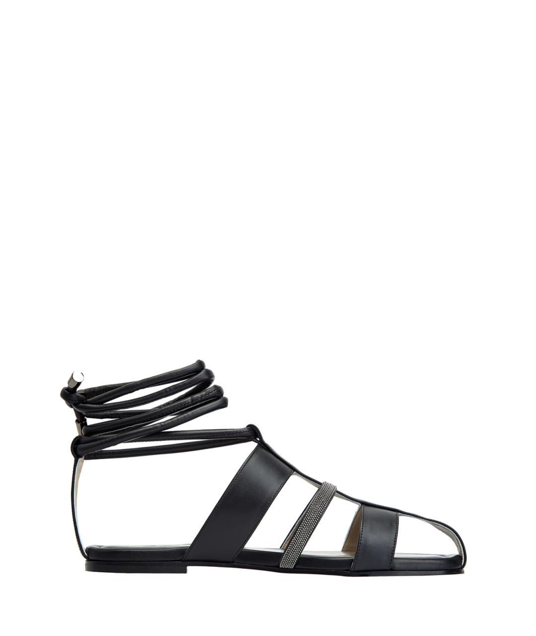 FABIANA FILIPPI Черные кожаные сандалии, фото 1
