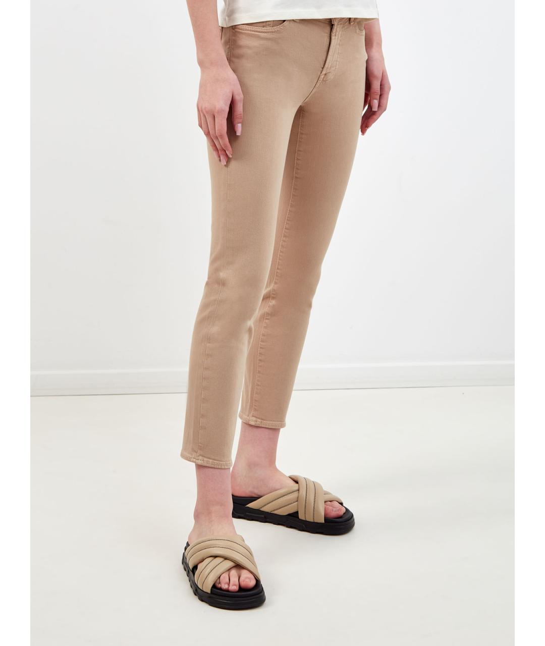 7 FOR ALL MANKIND Коричневые хлопковые джинсы слим, фото 3