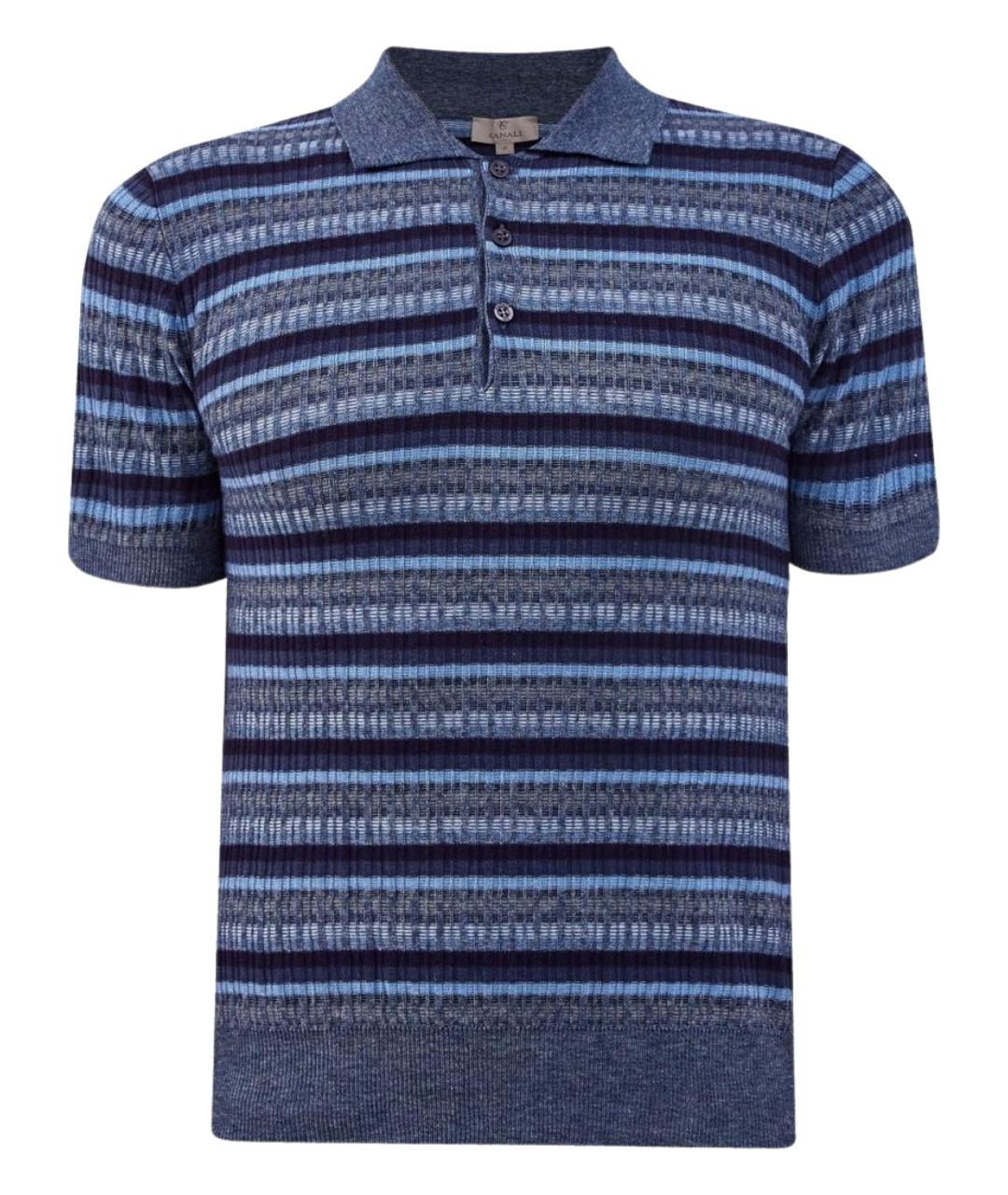 CANALI Синее хлопковое поло с коротким рукавом, фото 1