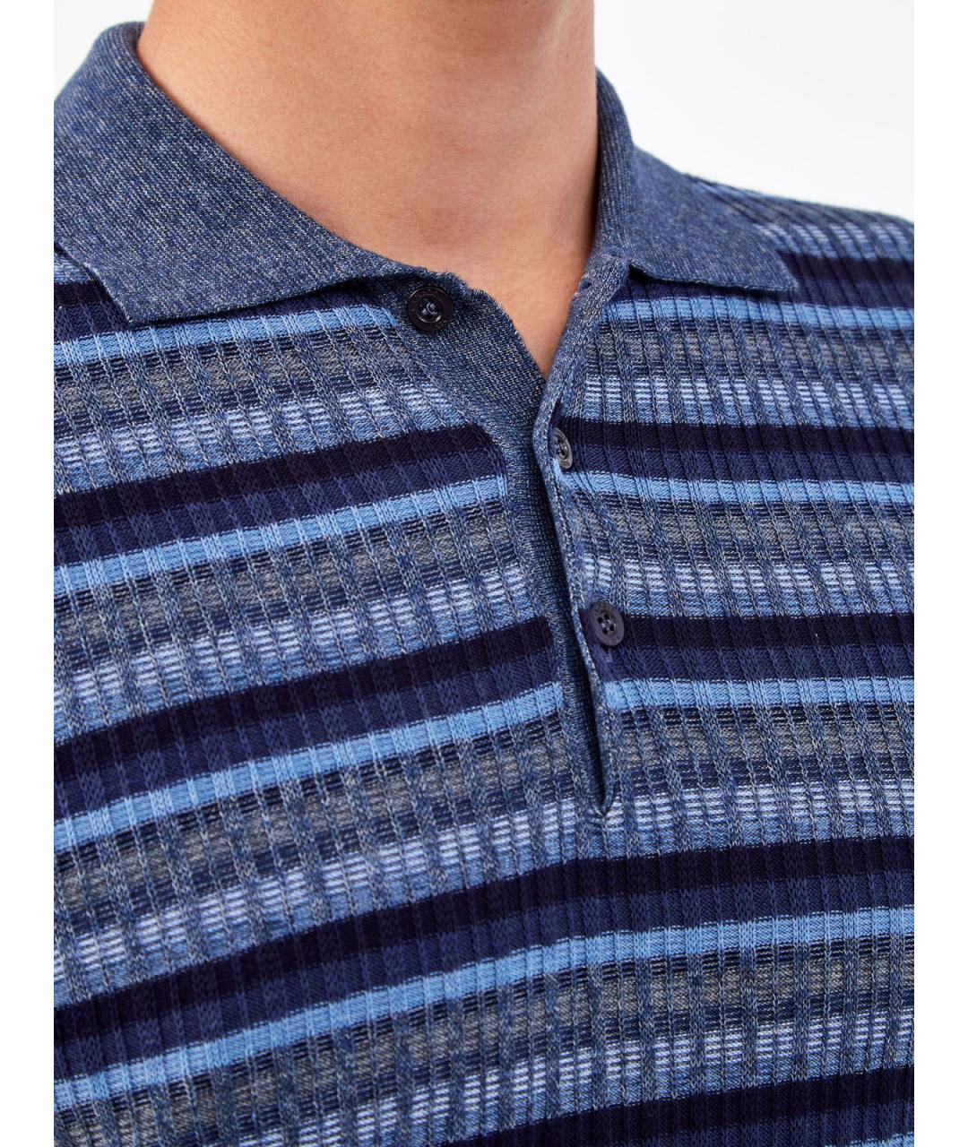 CANALI Синее хлопковое поло с коротким рукавом, фото 5