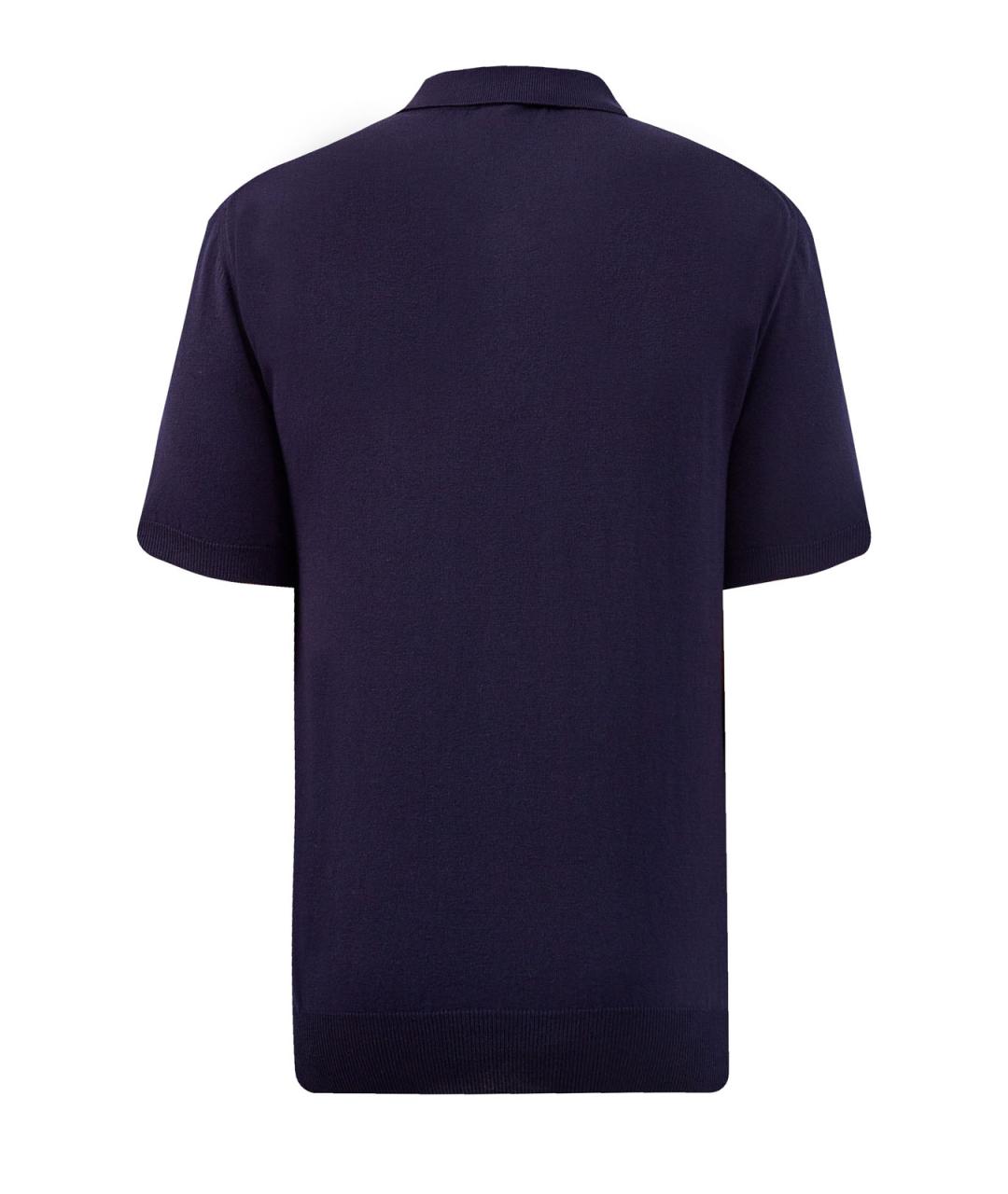 CANALI Синее хлопковое поло с коротким рукавом, фото 2