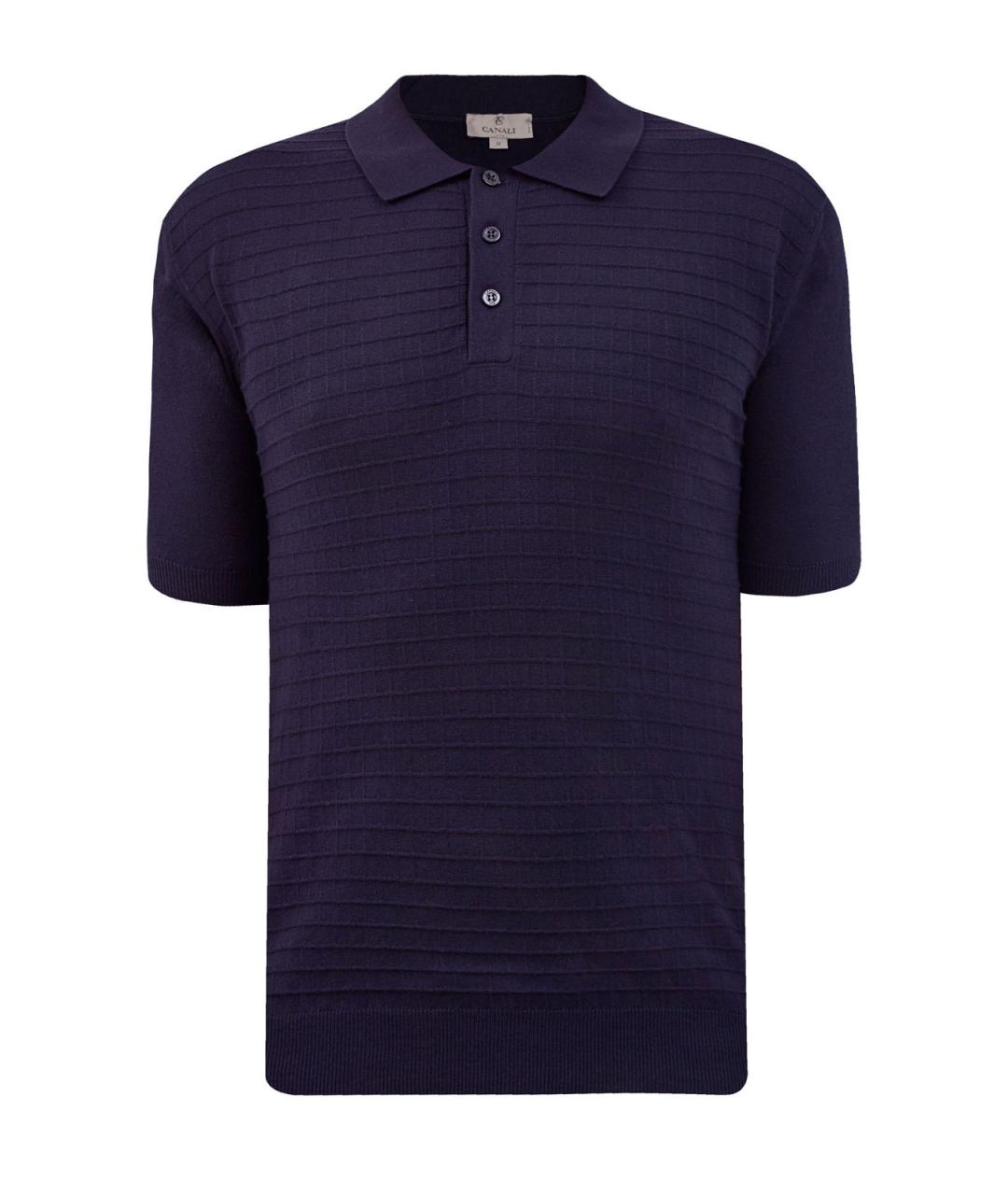 CANALI Синее хлопковое поло с коротким рукавом, фото 1