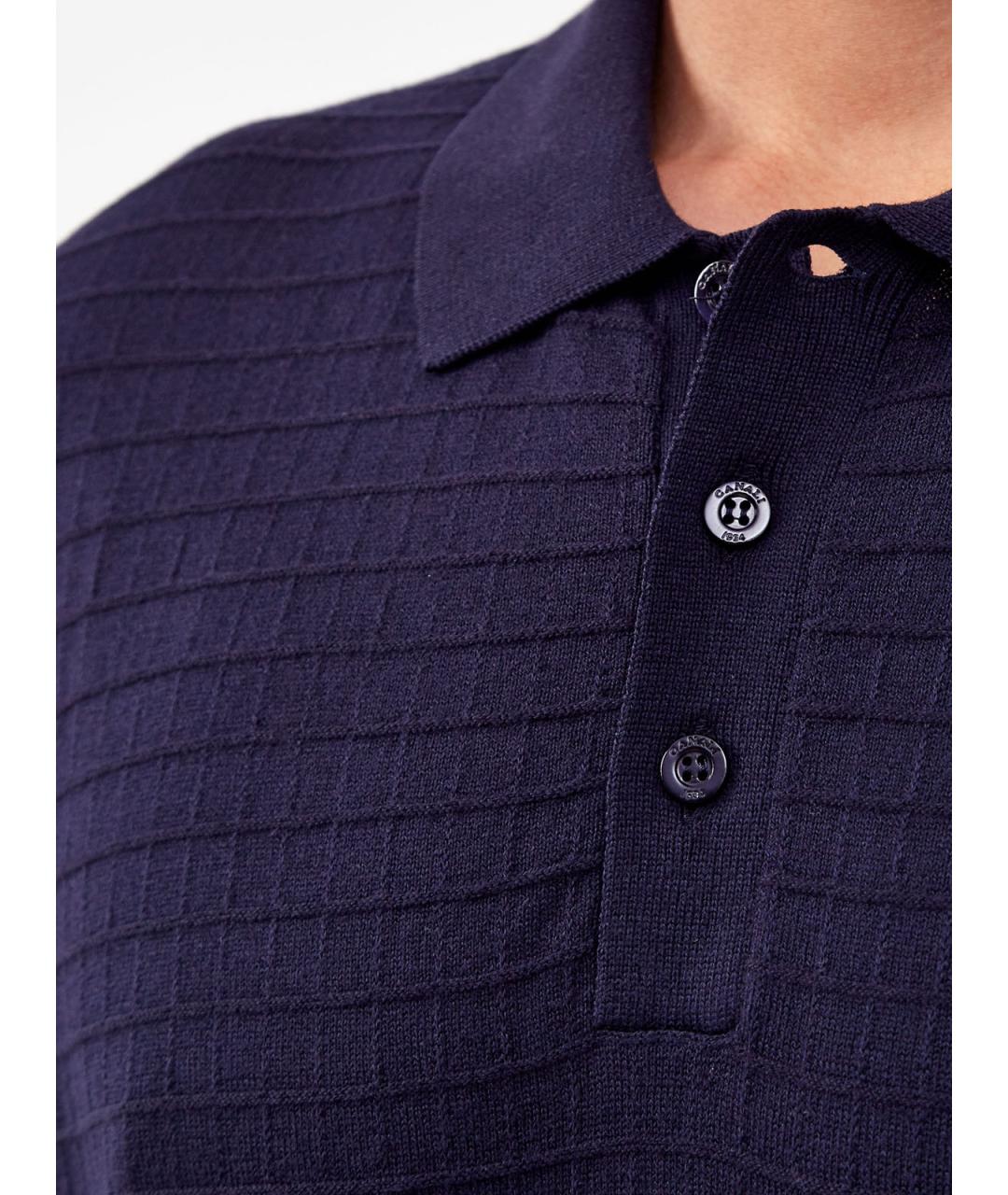 CANALI Синее хлопковое поло с коротким рукавом, фото 3