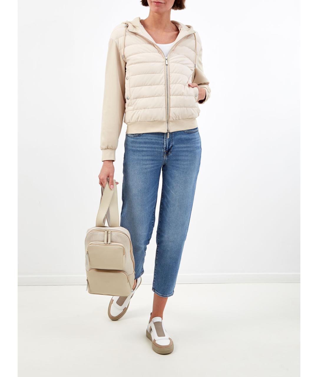 MOORER Бежевый полиамидовый пуховик, фото 2