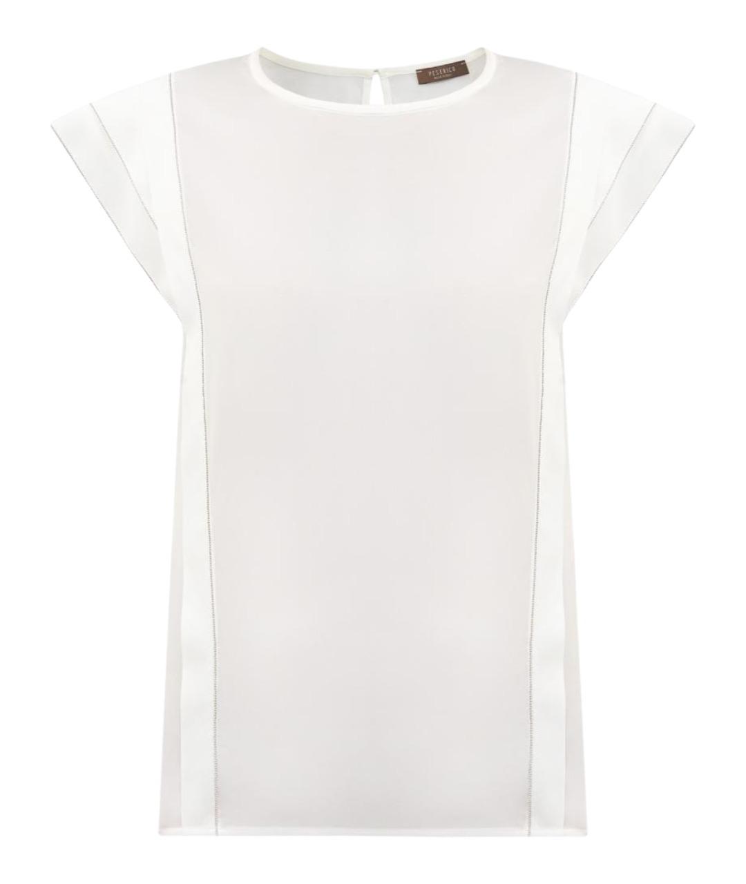 PESERICO Белая шелковая блузы, фото 1