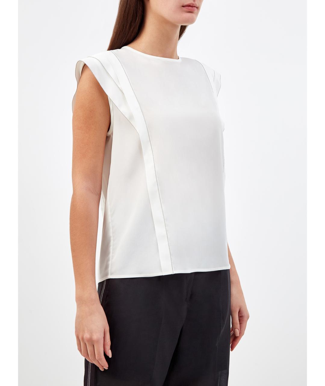 PESERICO Белая шелковая блузы, фото 3