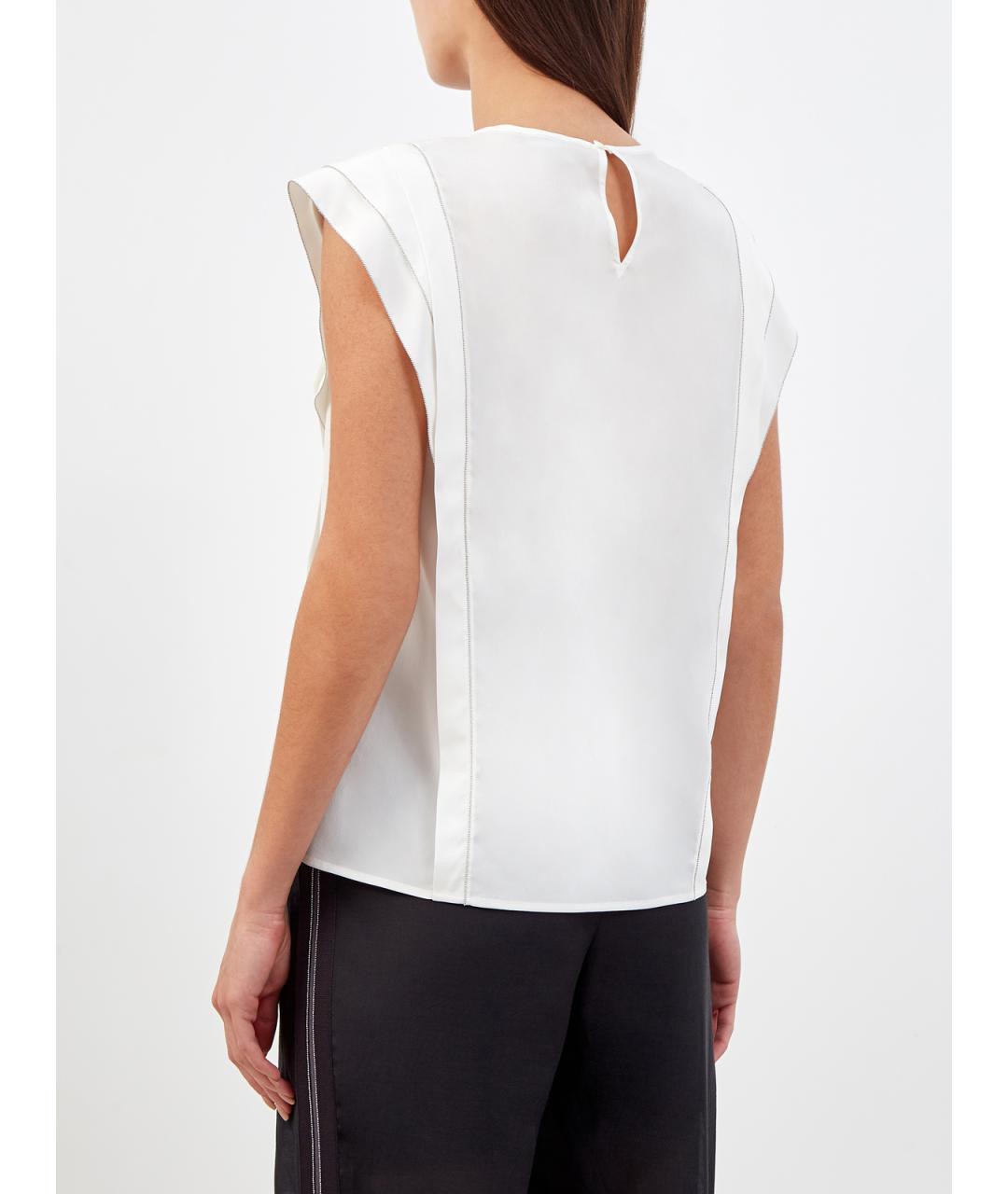 PESERICO Белая шелковая блузы, фото 4