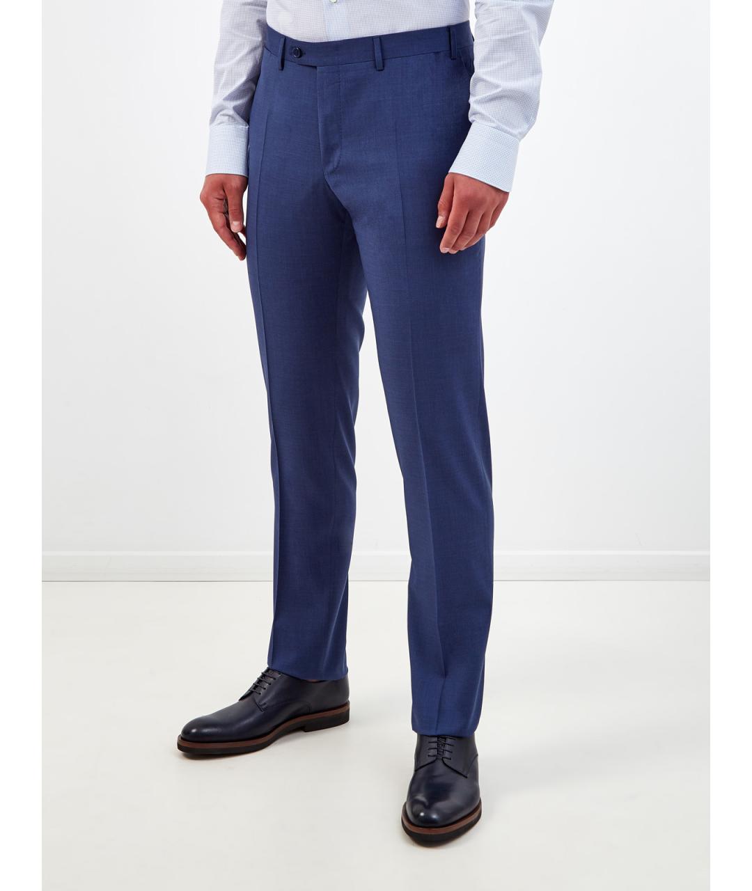 CANALI Синие шерстяные повседневные брюки, фото 3