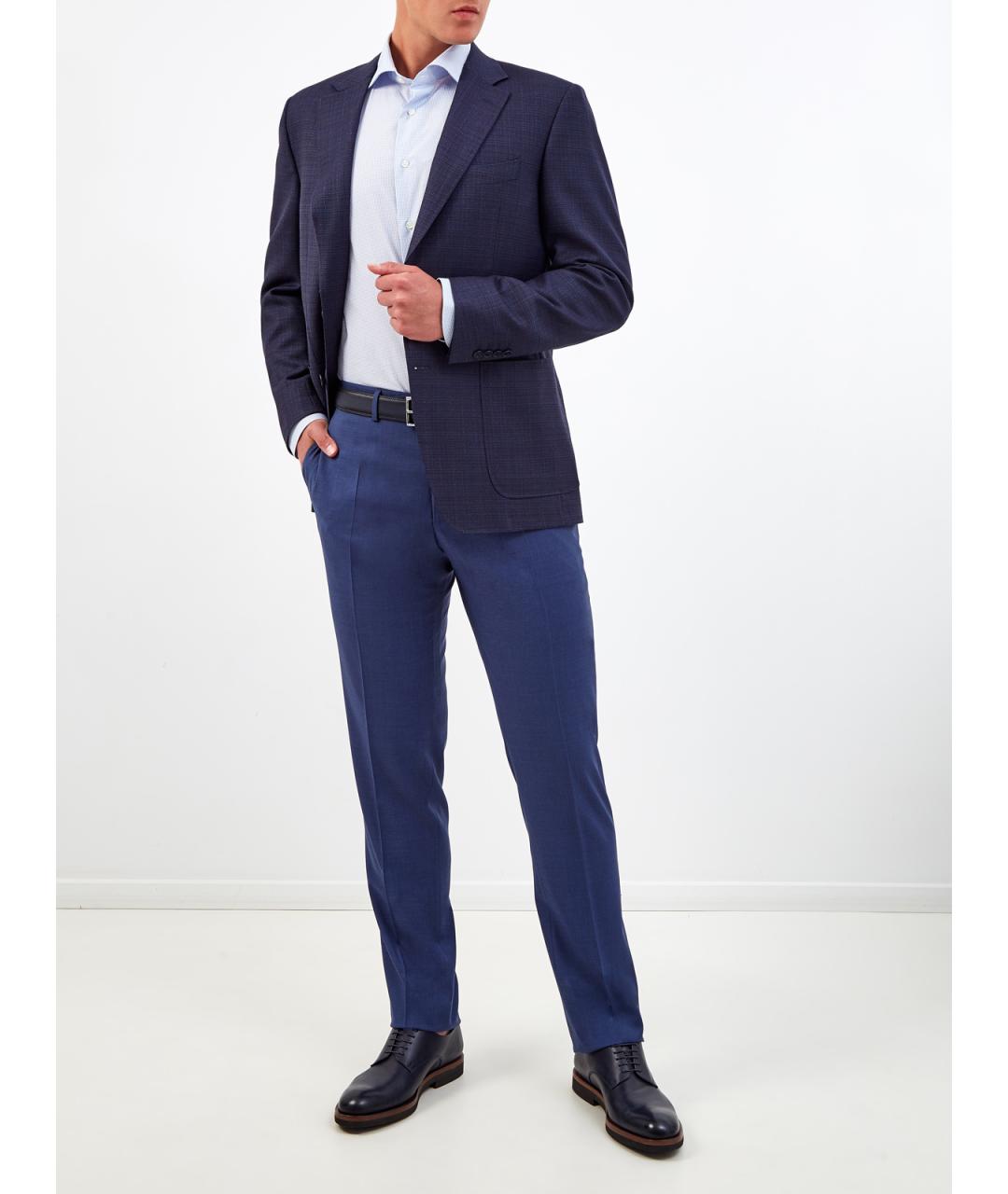 CANALI Синие шерстяные повседневные брюки, фото 2