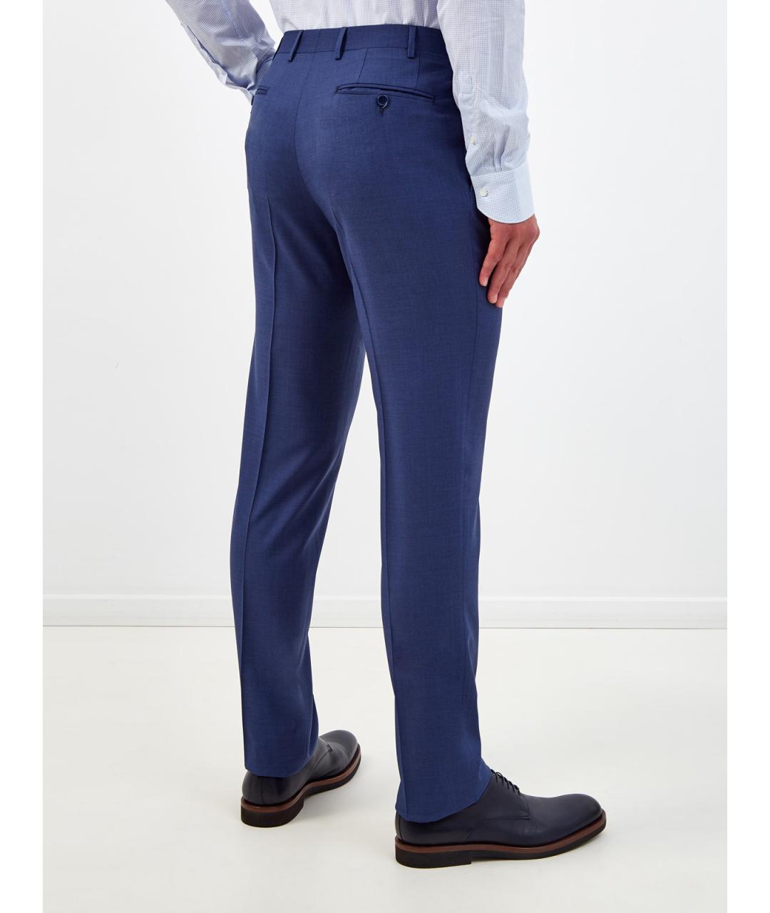 CANALI Синие шерстяные повседневные брюки, фото 4