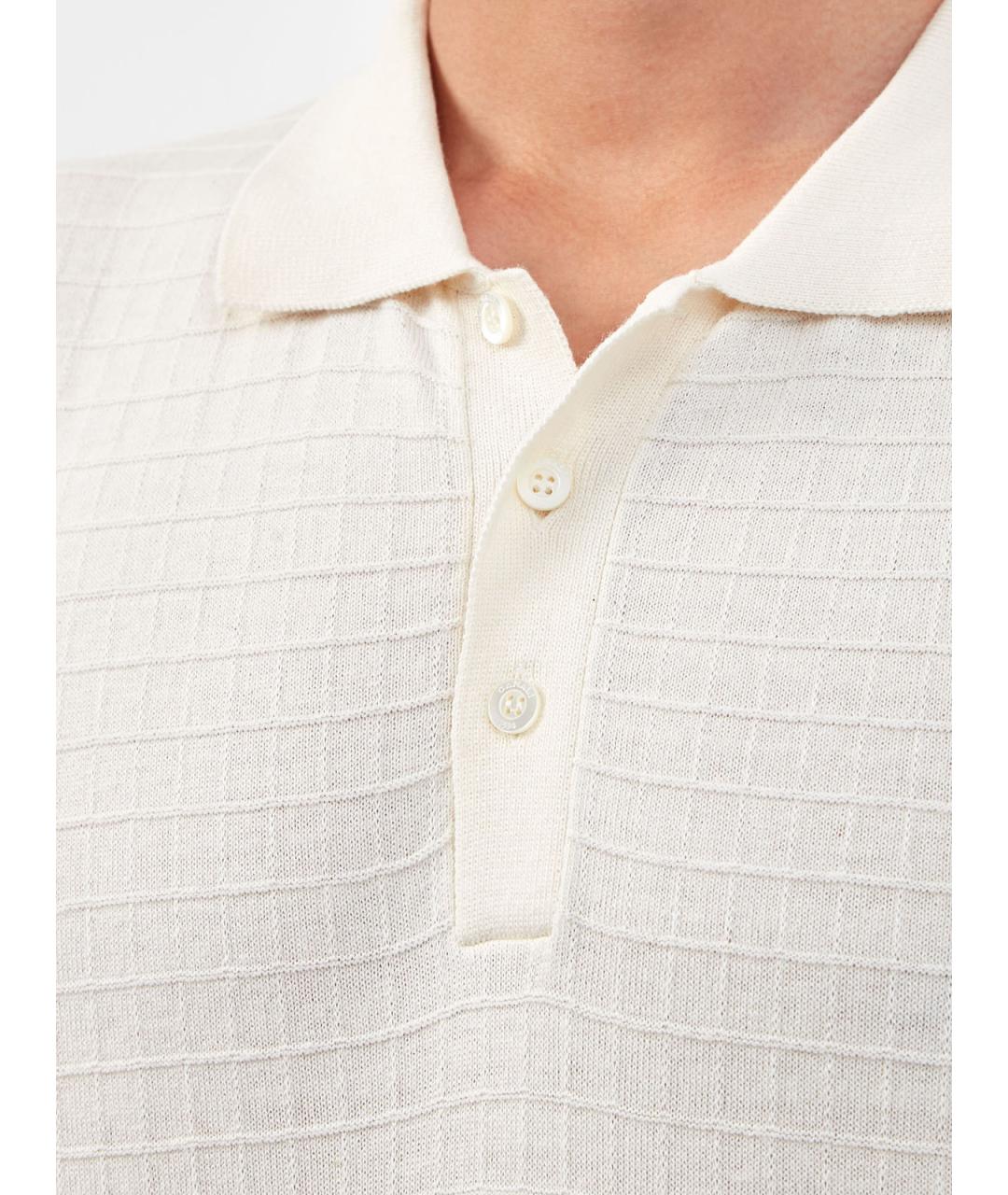 CANALI Бежевое хлопковое поло с коротким рукавом, фото 5