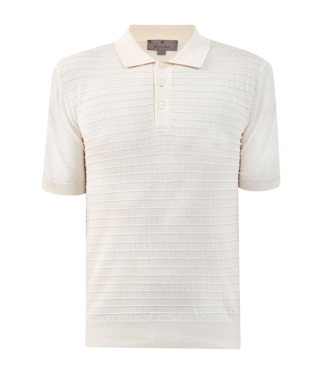 CANALI Бежевое хлопковое поло с коротким рукавом, фото 1