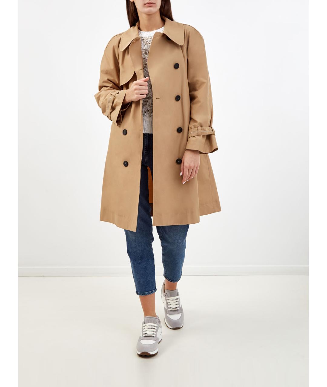 PESERICO Бежевый хлопковый тренч/плащ, фото 2