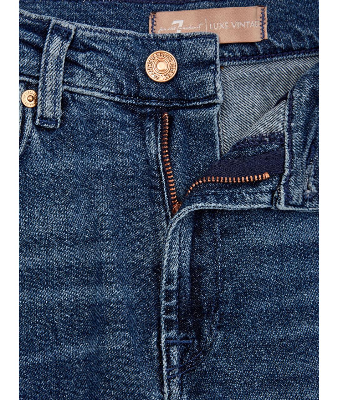 7 FOR ALL MANKIND Синие хлопковые джинсы слим, фото 6