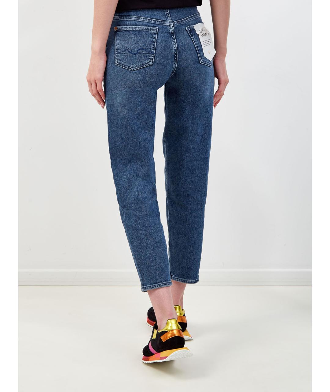 7 FOR ALL MANKIND Синие хлопковые джинсы слим, фото 4