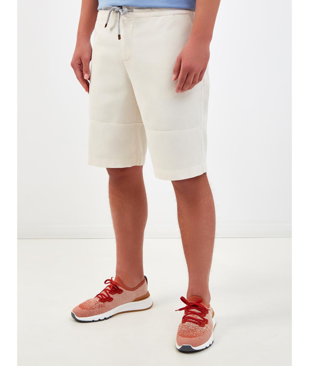 BRUNELLO CUCINELLI Бежевые хлопковые шорты, фото 3