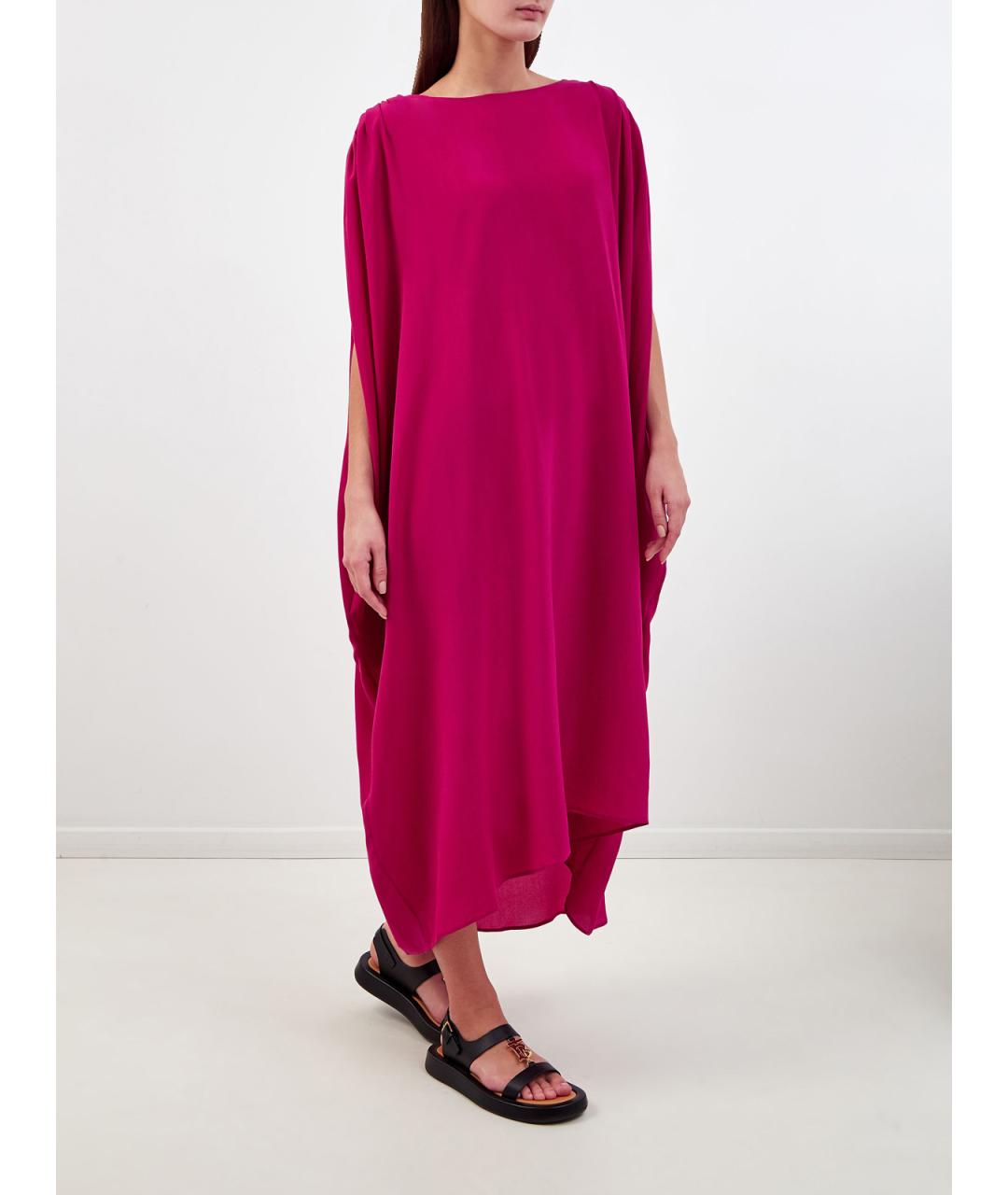 GENTRY PORTOFINO Фуксия шелковое повседневное платье, фото 3