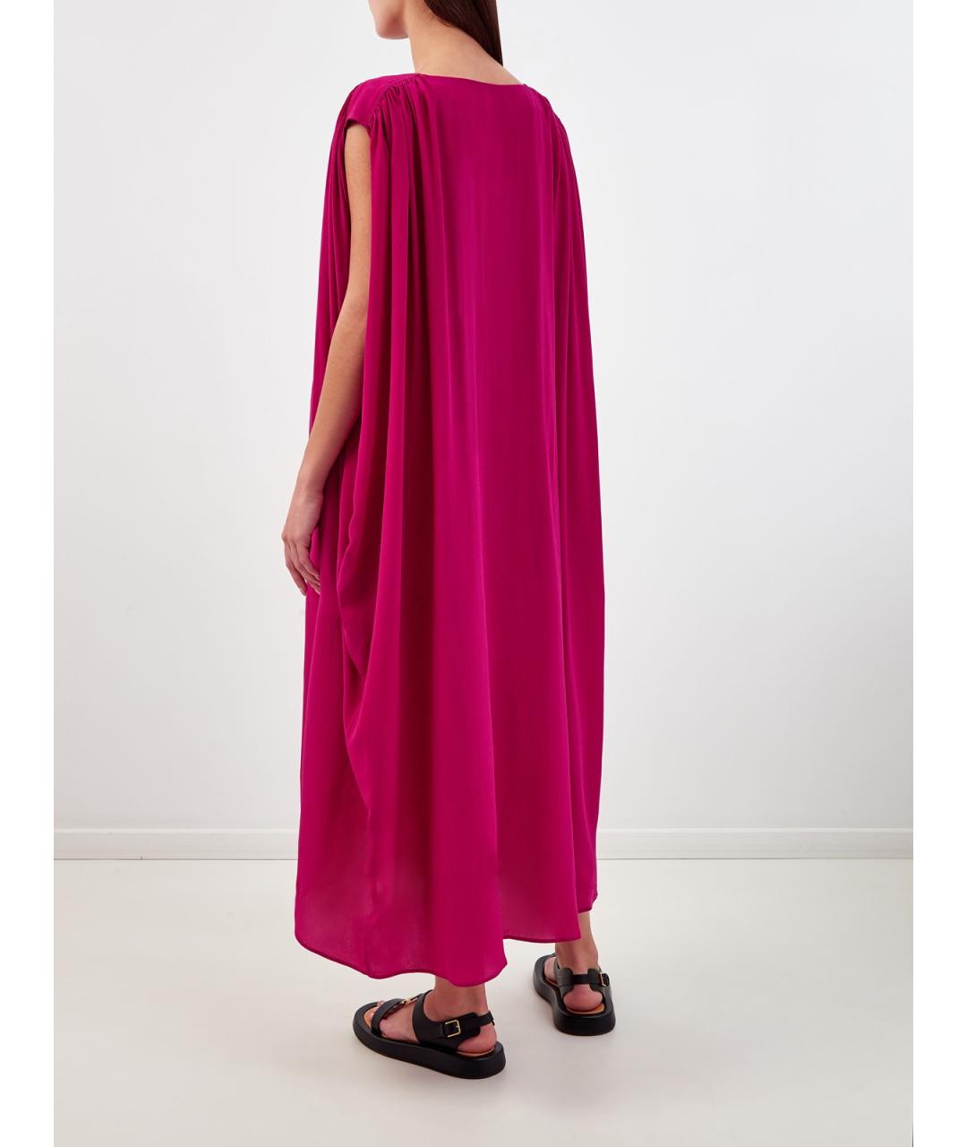 GENTRY PORTOFINO Фуксия шелковое повседневное платье, фото 4