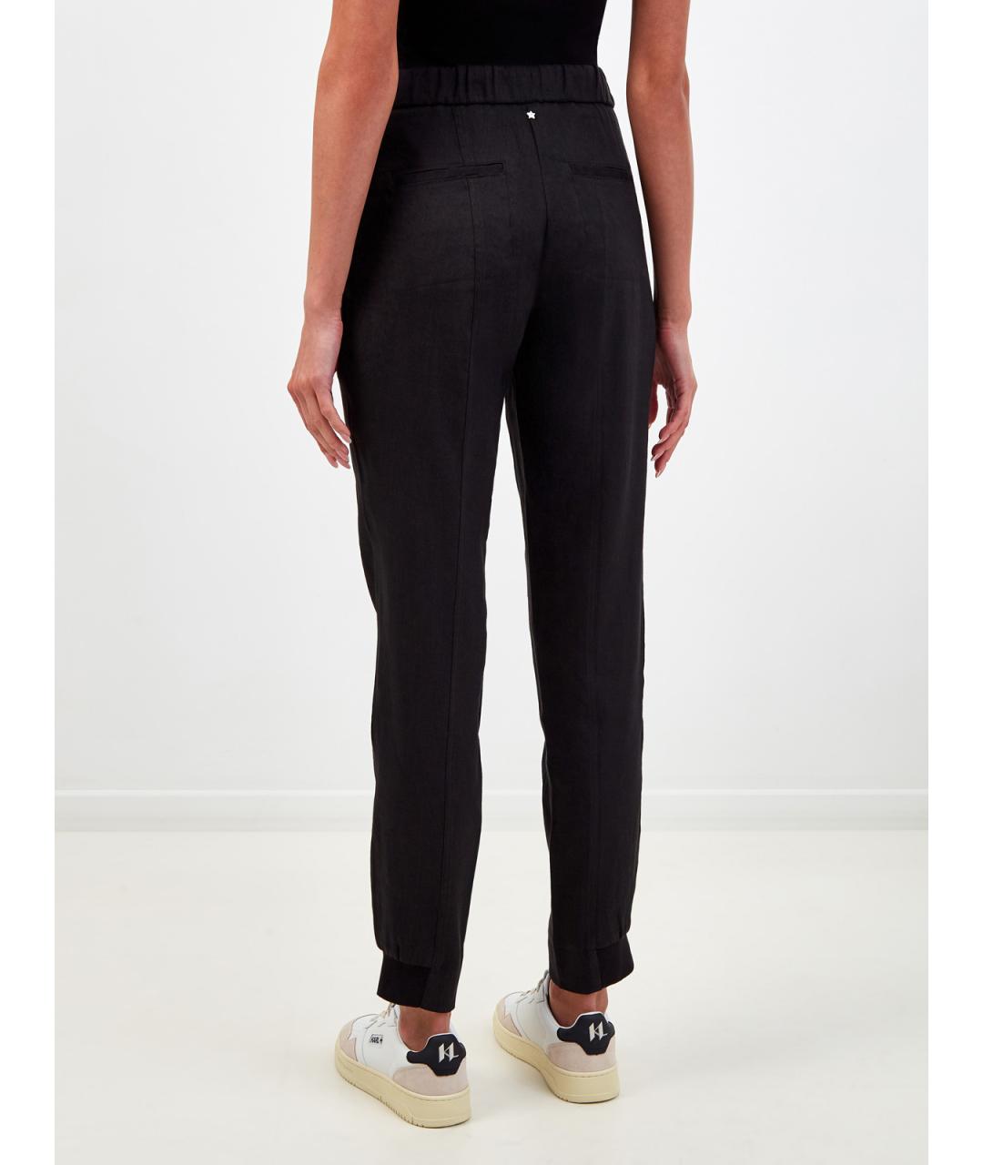 LORENA ANTONIAZZI Черные льняные прямые брюки, фото 4