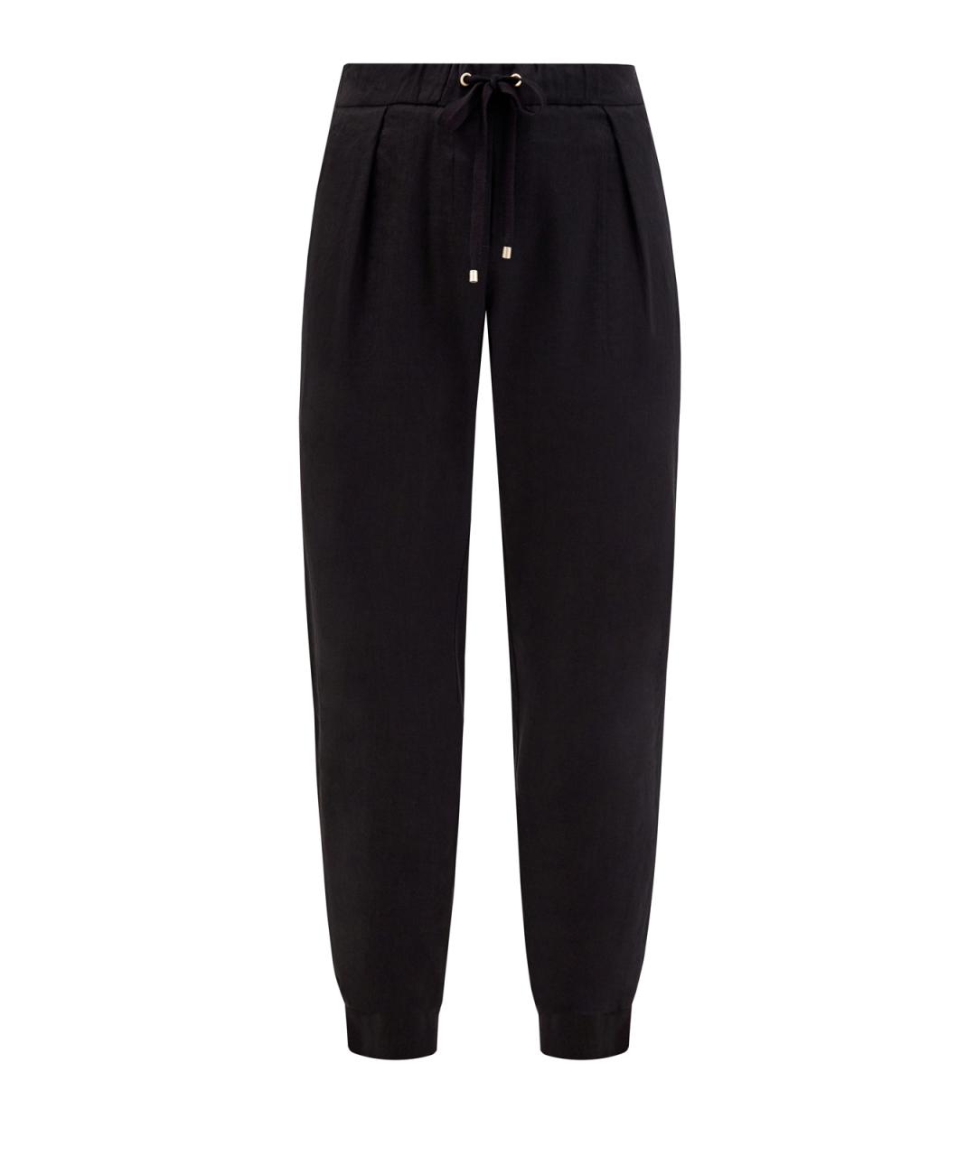 LORENA ANTONIAZZI Черные льняные прямые брюки, фото 1