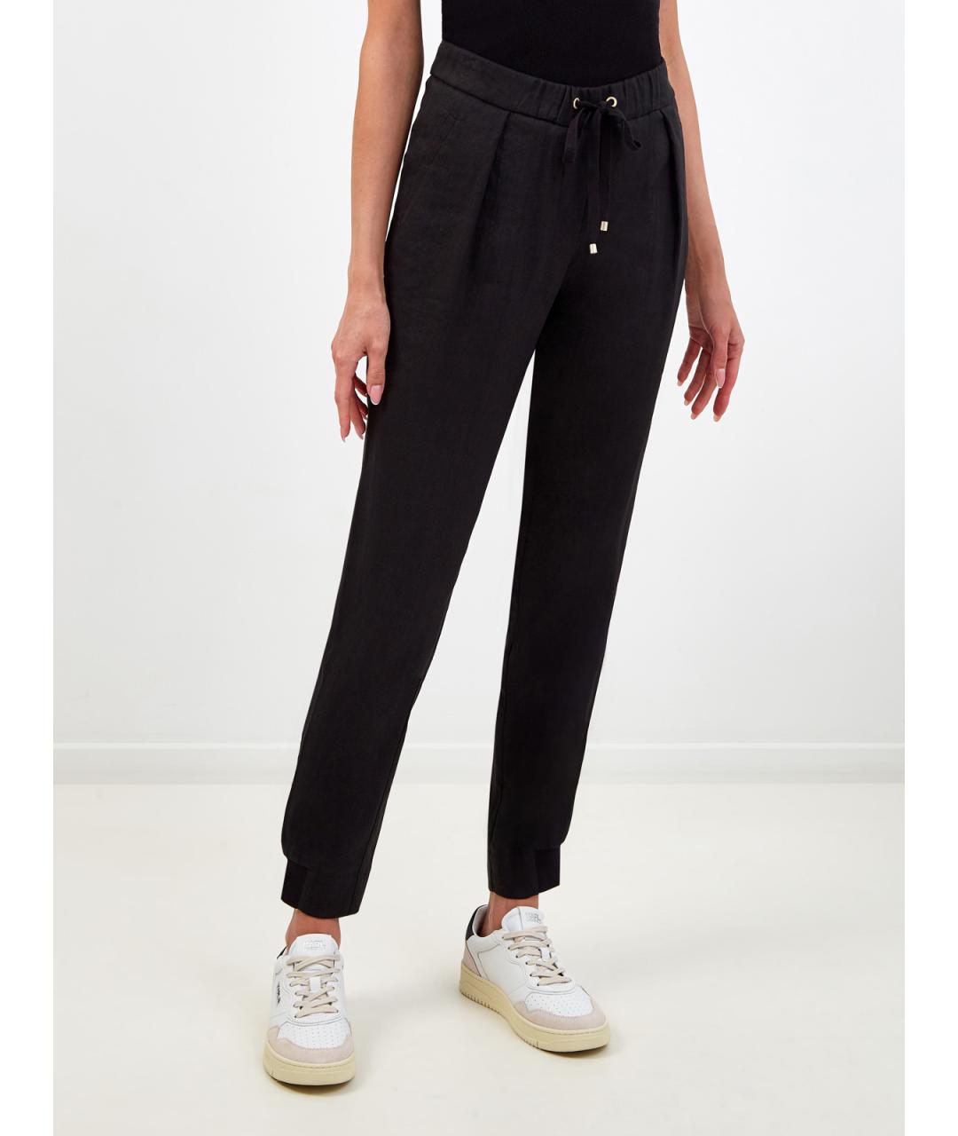 LORENA ANTONIAZZI Черные льняные прямые брюки, фото 3