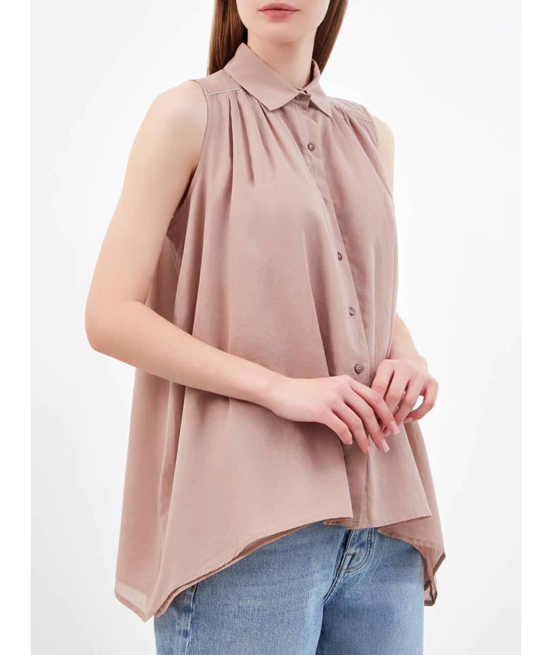PESERICO Бежевая хлопковая блузы, фото 3