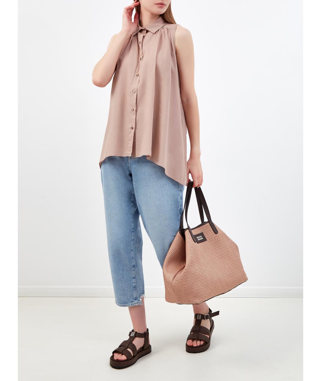 PESERICO Бежевая хлопковая блузы, фото 2