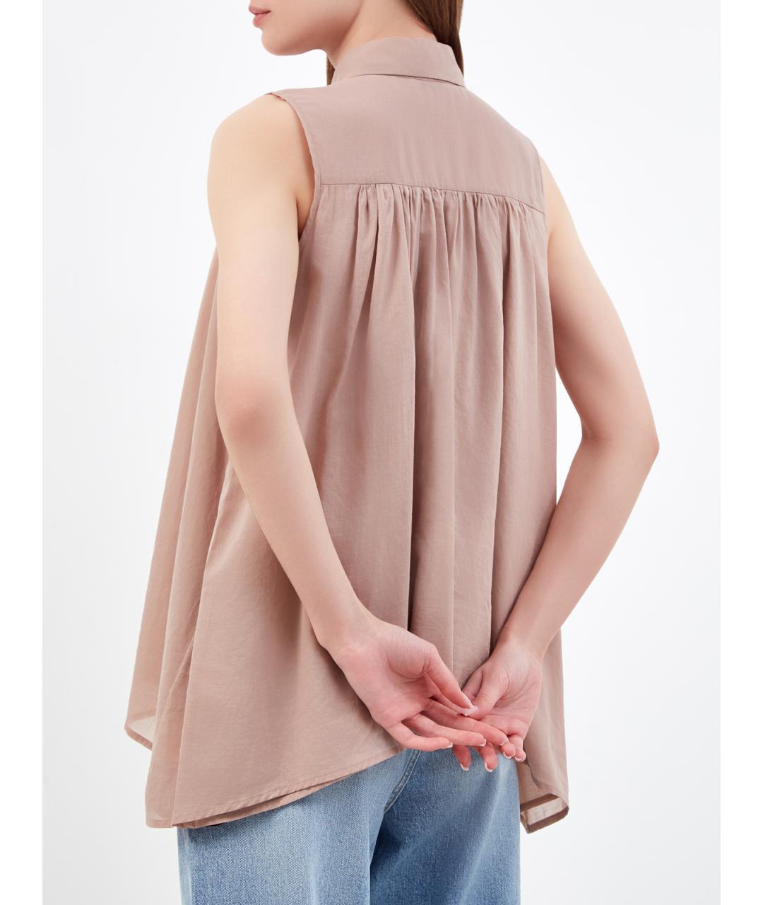 PESERICO Бежевая хлопковая блузы, фото 4