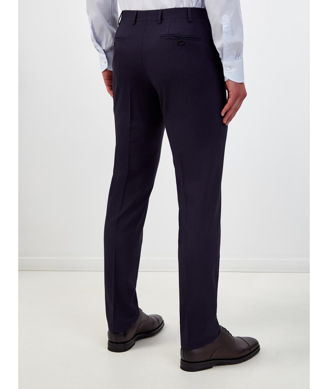 CANALI Синие шерстяные повседневные брюки, фото 4
