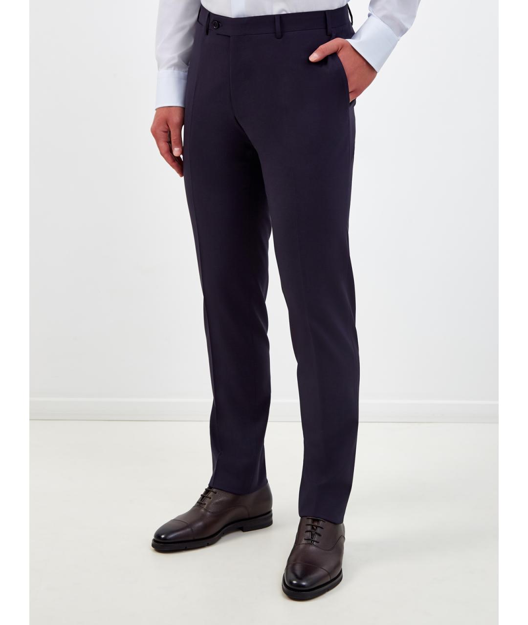 CANALI Синие шерстяные повседневные брюки, фото 3