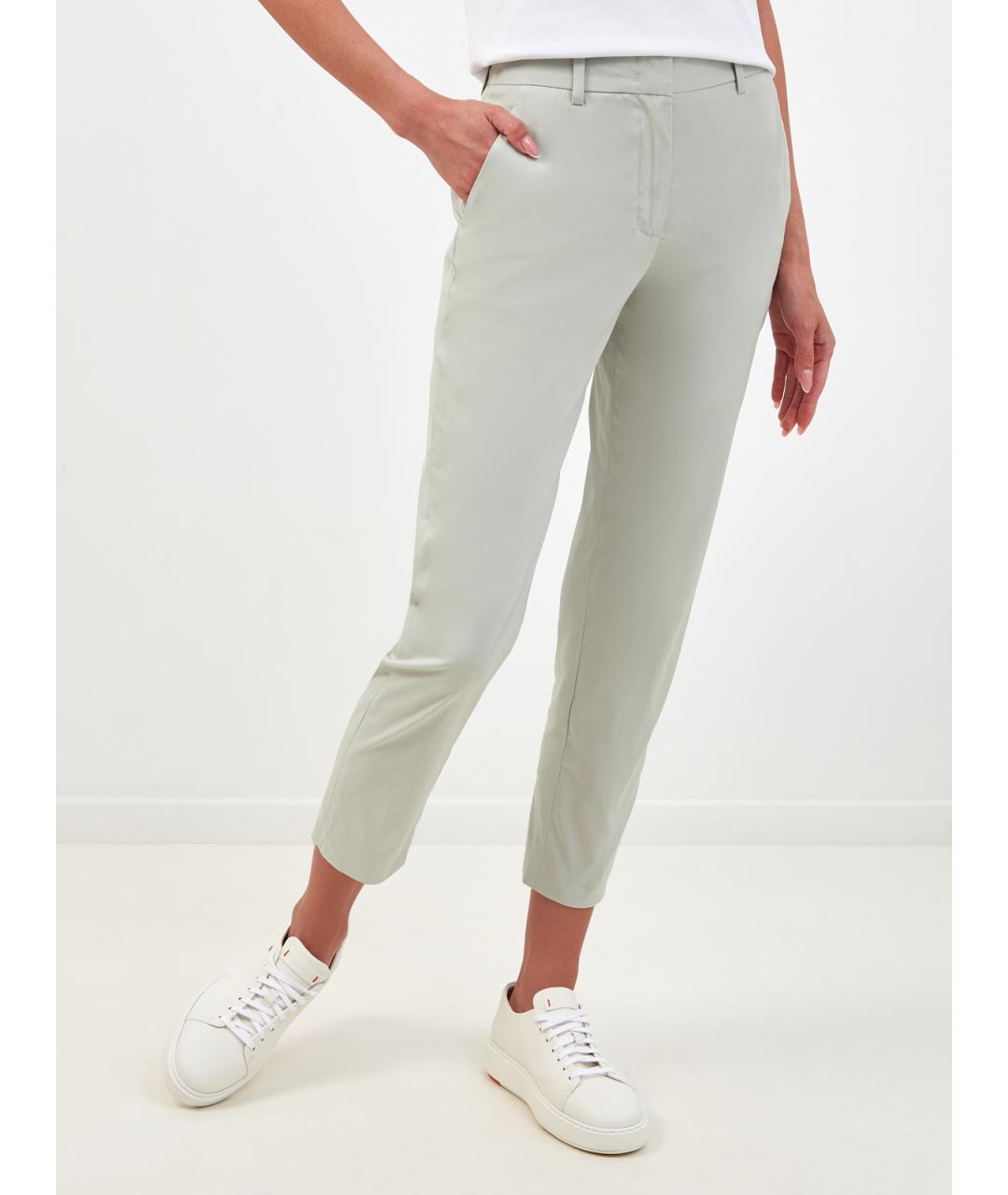 ELEVENTY Зеленые хлопковые брюки узкие, фото 3