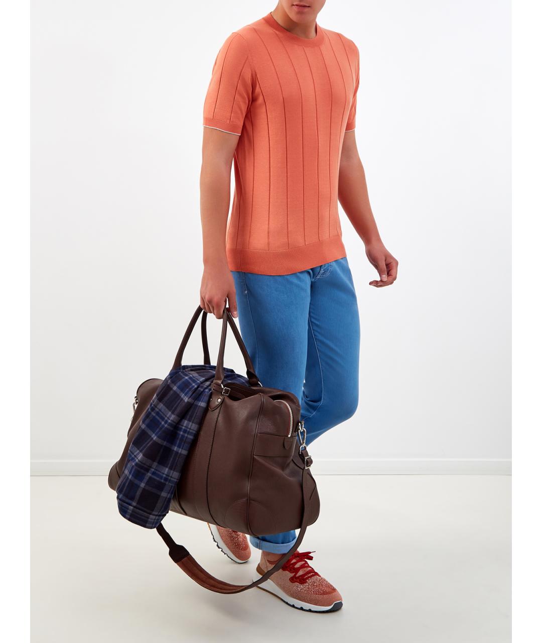 BRUNELLO CUCINELLI Оранжевый хлопковый джемпер / свитер, фото 2