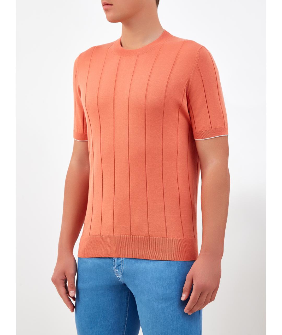 BRUNELLO CUCINELLI Оранжевый хлопковый джемпер / свитер, фото 3