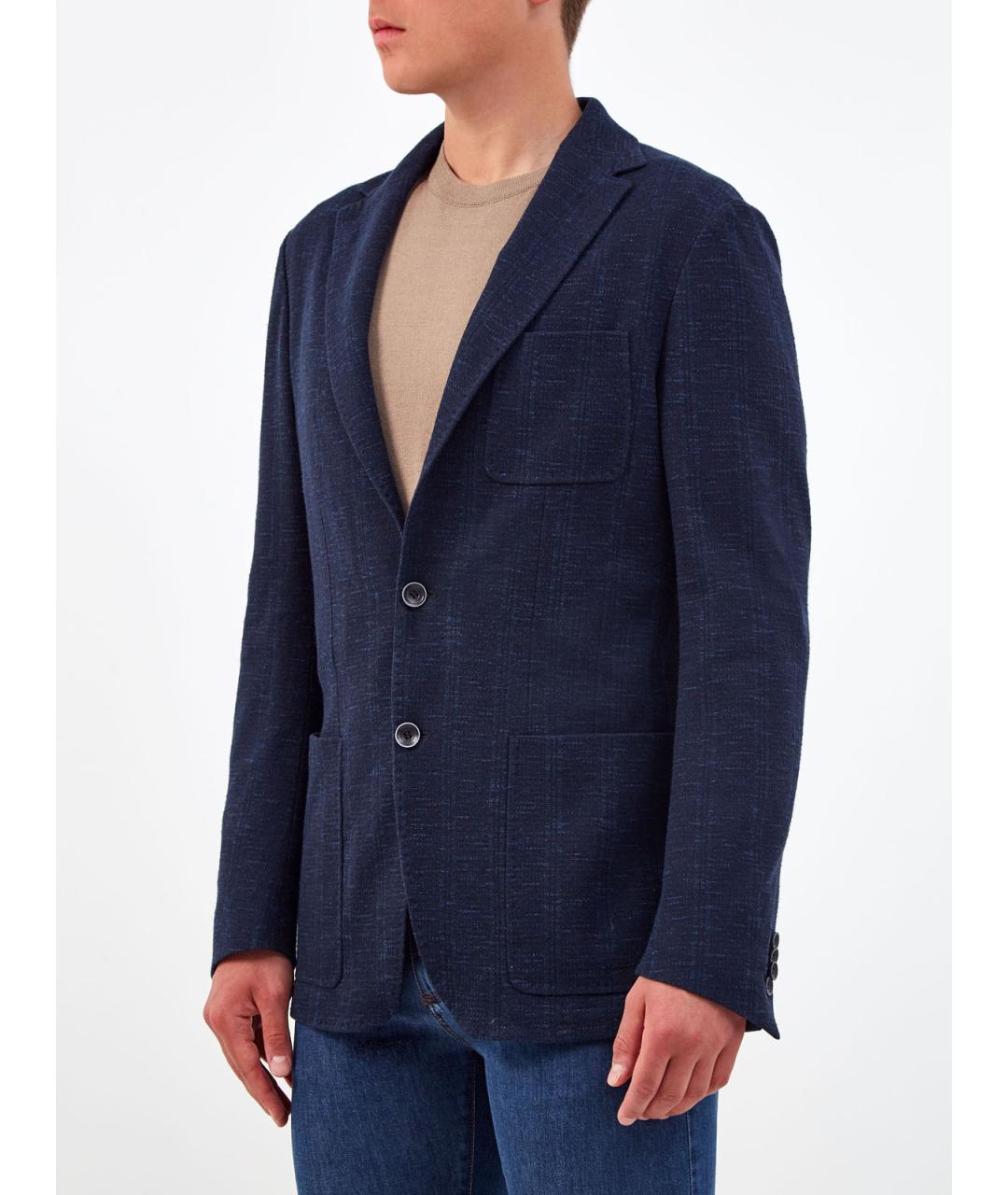 CANALI Синий хлопковый пиджак, фото 3