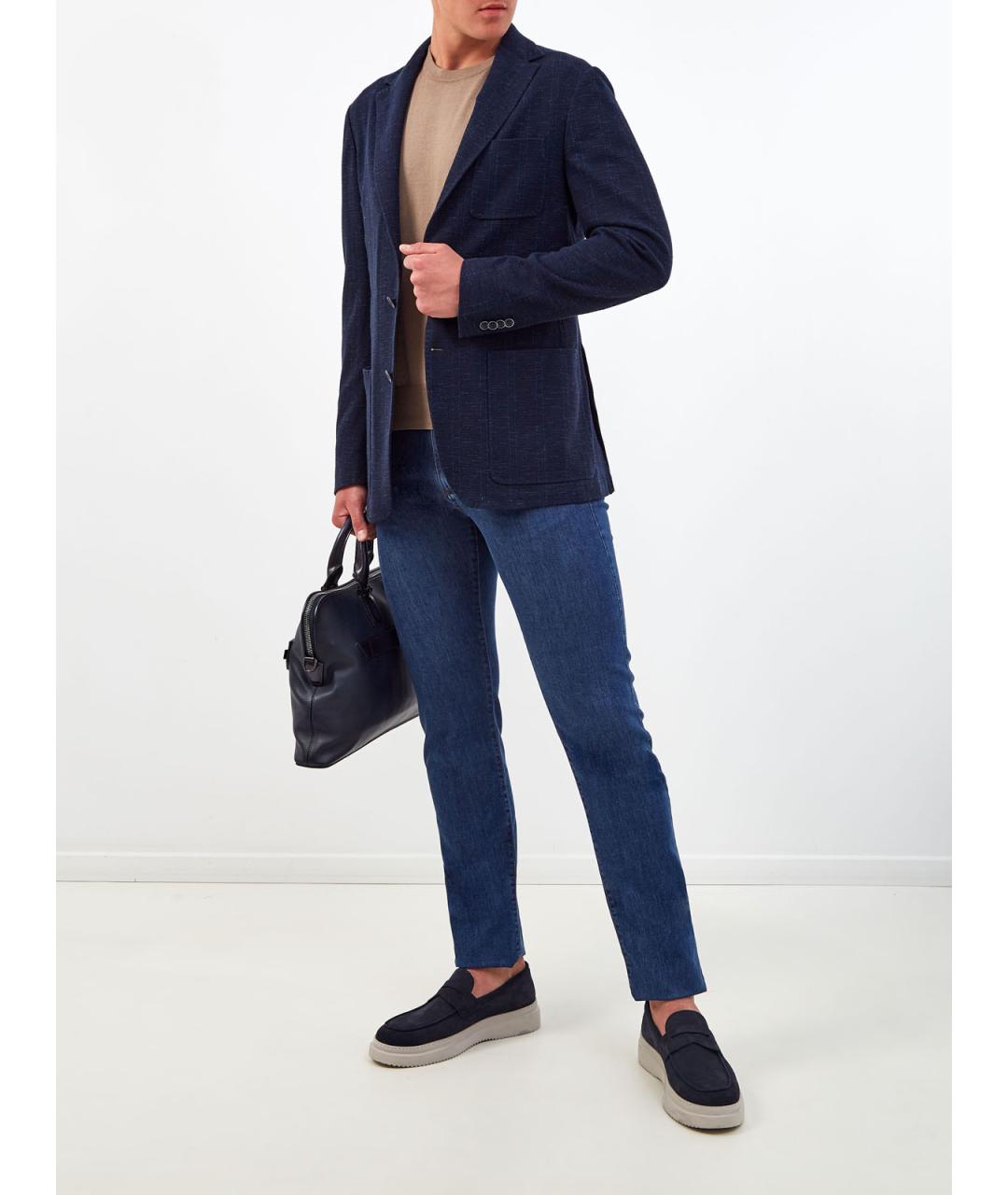 CANALI Синий хлопковый пиджак, фото 2