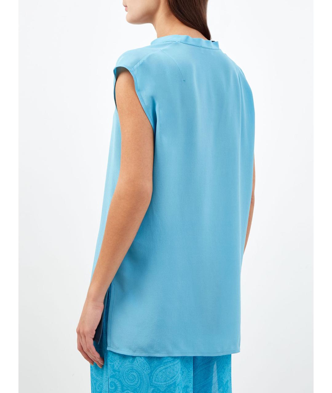 ETRO Голубая шелковая блузы, фото 4