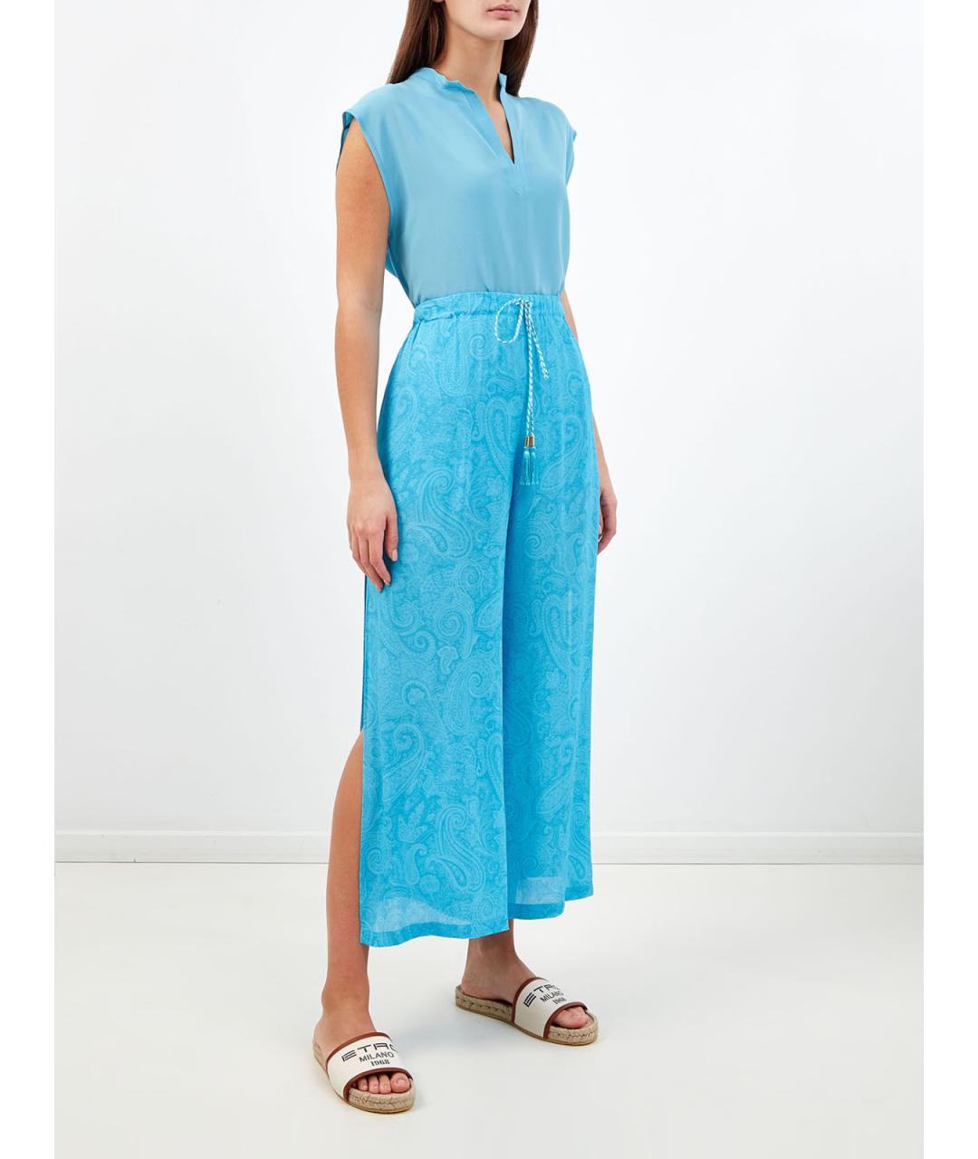 ETRO Голубая шелковая блузы, фото 2