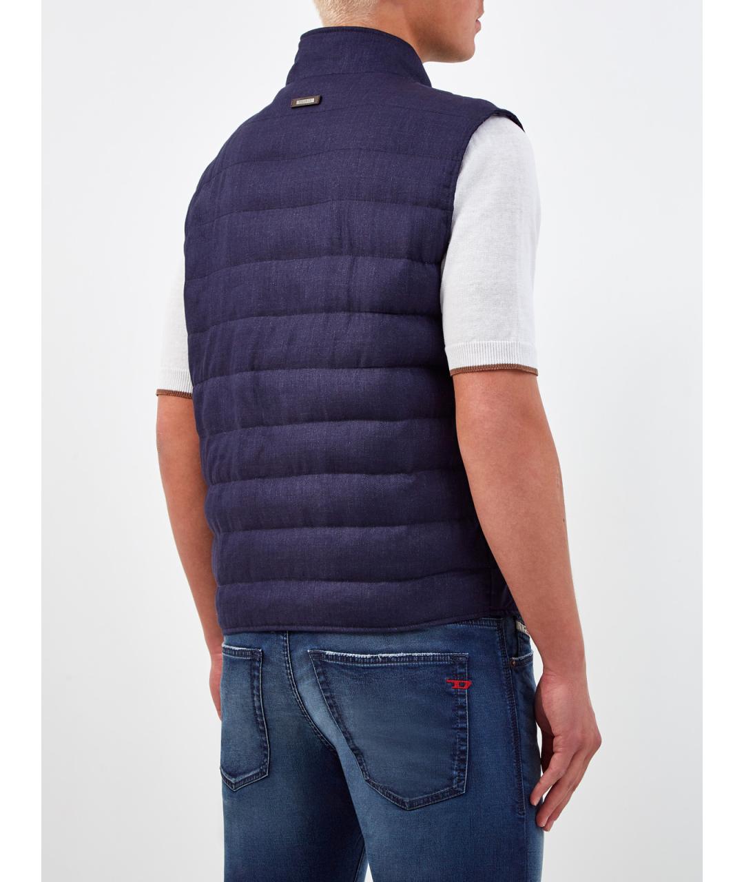 PESERICO Синий льняной жилет, фото 4