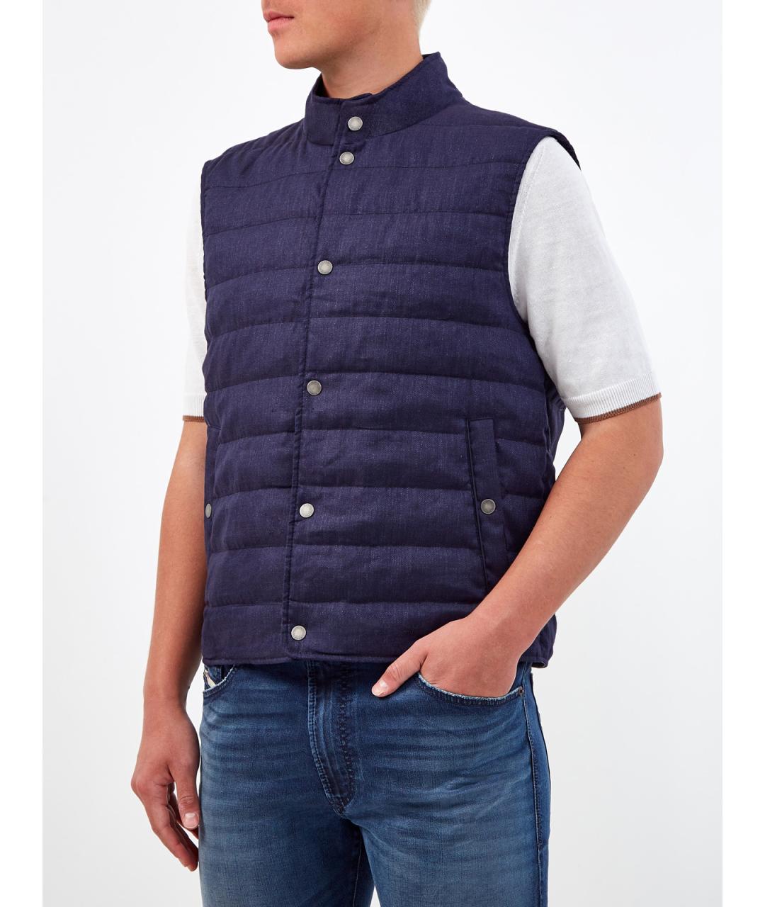 PESERICO Синий льняной жилет, фото 3