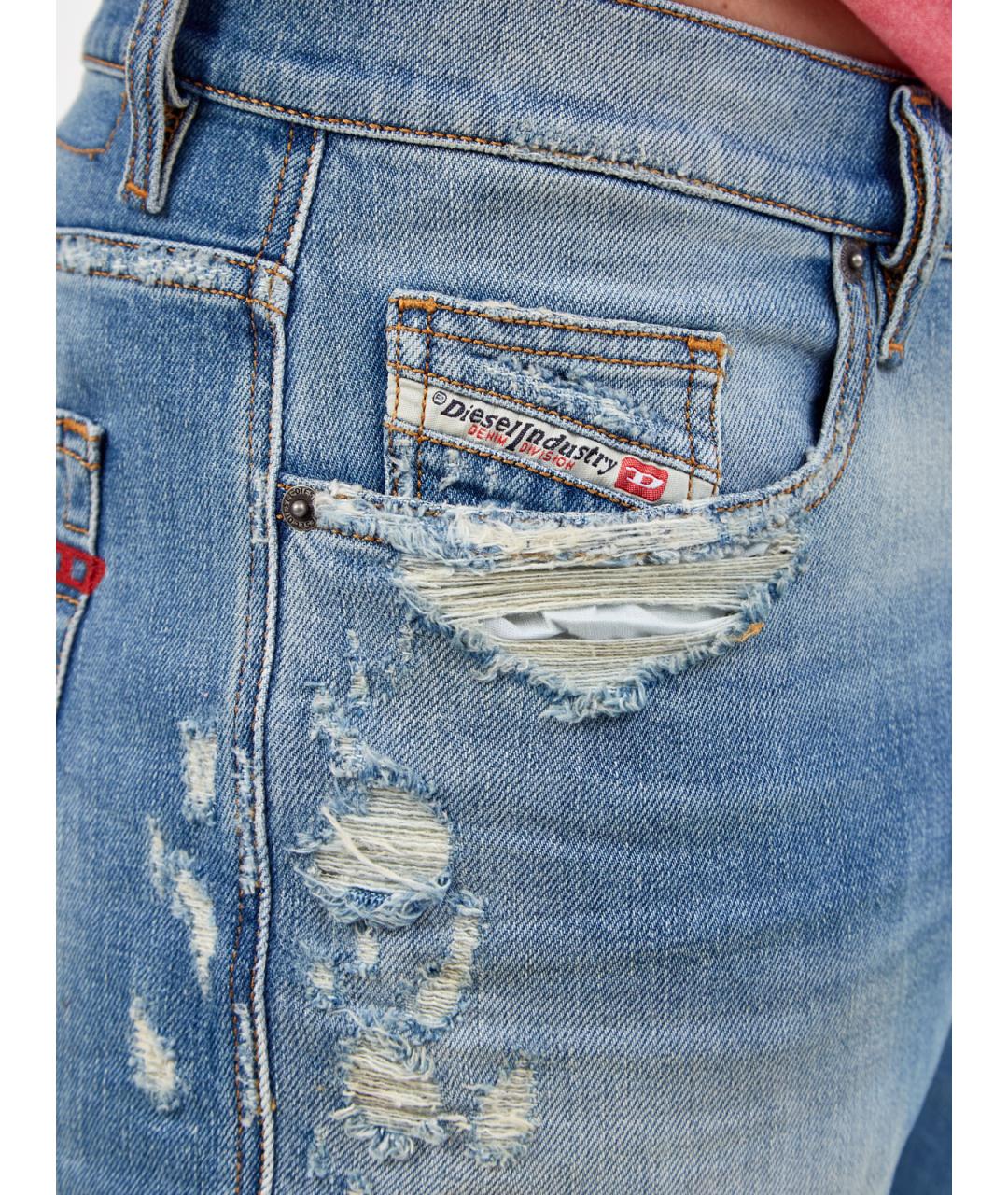 DIESEL Синие хлопковые джинсы скинни, фото 5