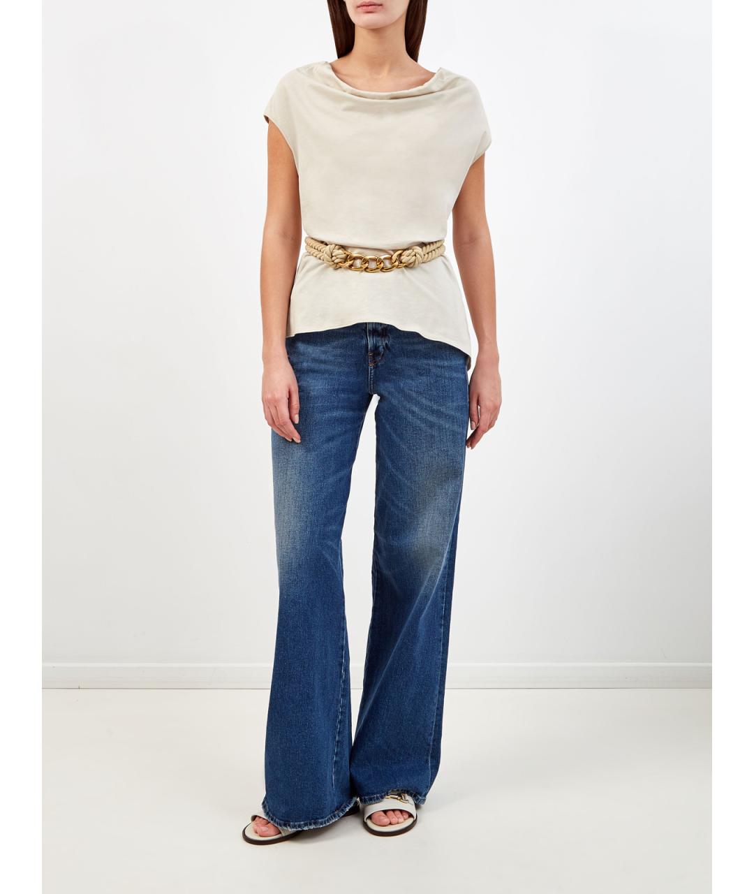 GENTRY PORTOFINO Бежевая хлопковая футболка, фото 2