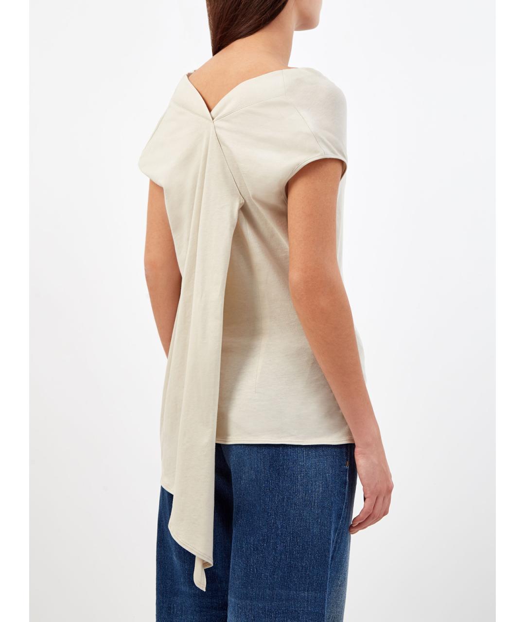 GENTRY PORTOFINO Бежевая хлопковая футболка, фото 4