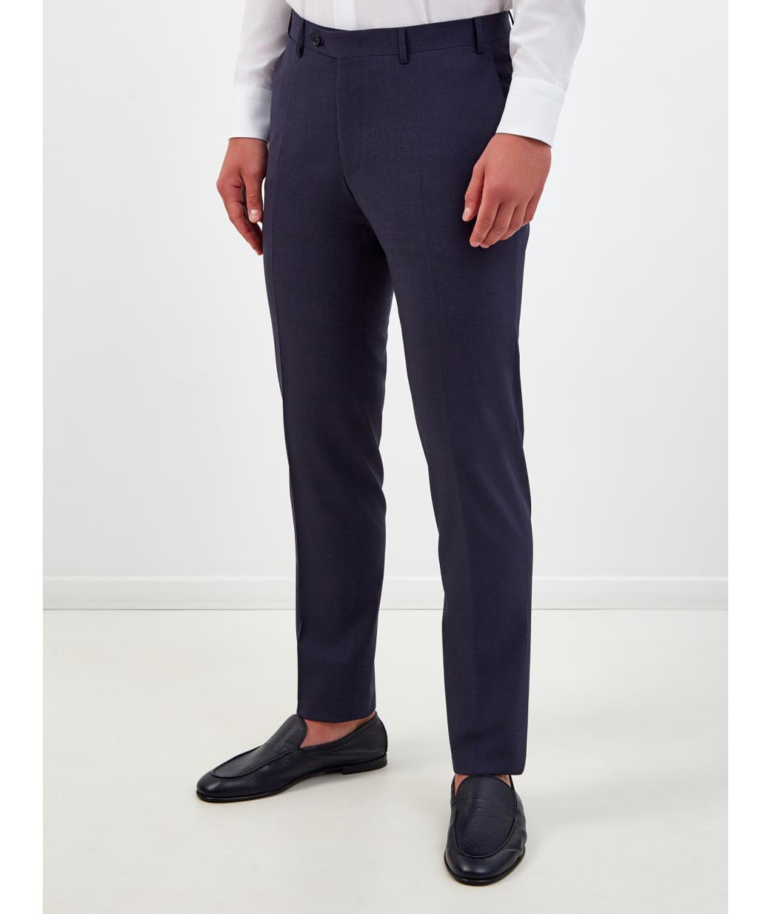 CANALI Синие шерстяные повседневные брюки, фото 3