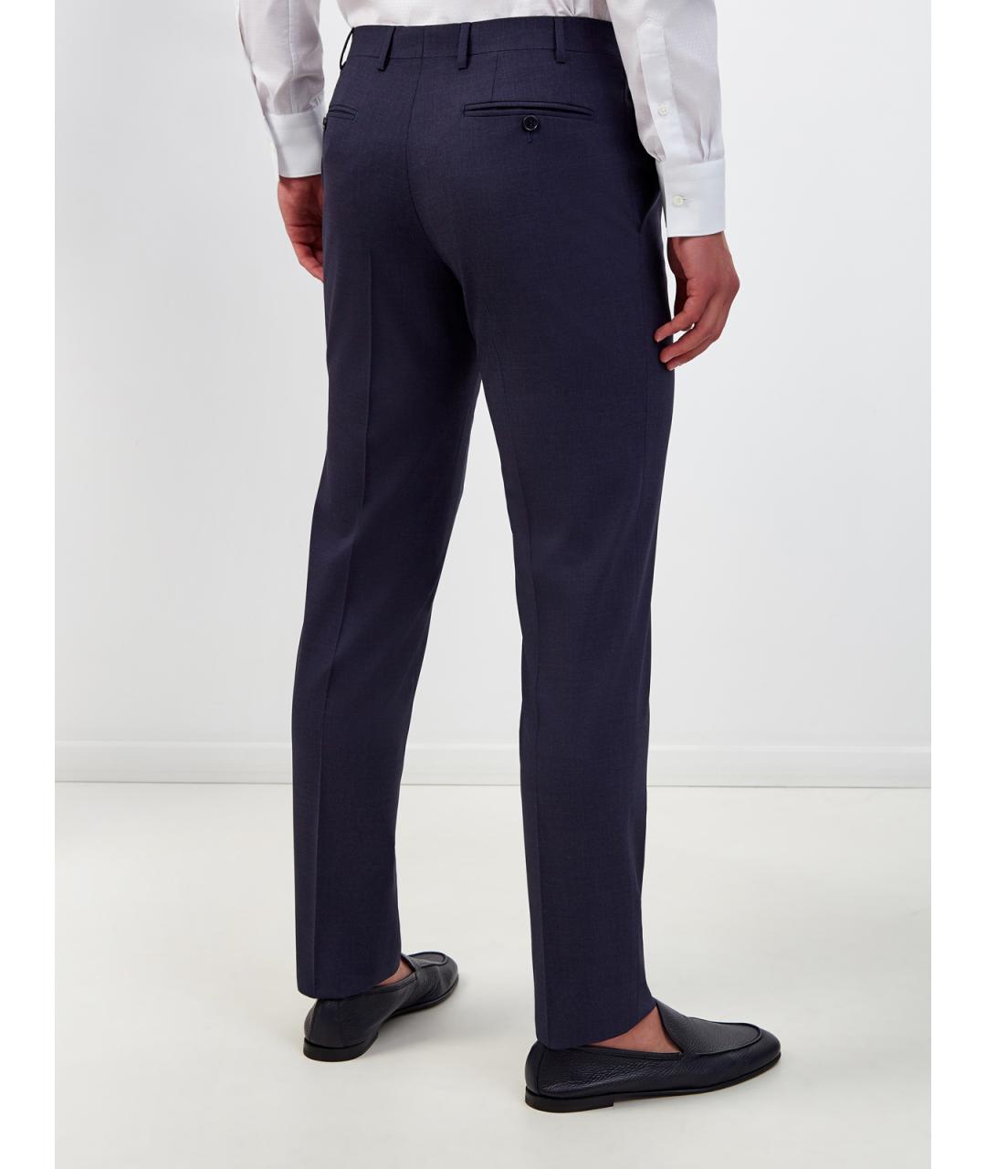 CANALI Синие шерстяные повседневные брюки, фото 4