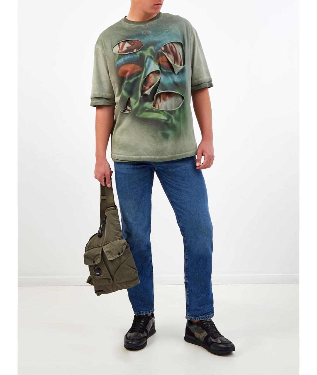 DIESEL Зеленая хлопковая футболка, фото 2