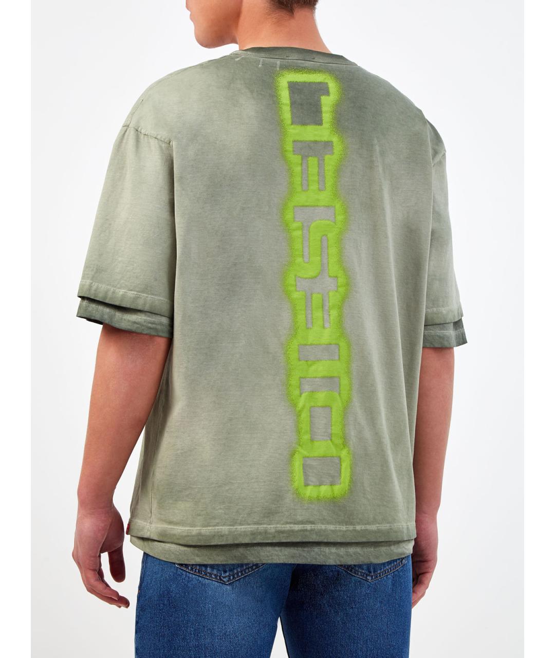 DIESEL Зеленая хлопковая футболка, фото 4