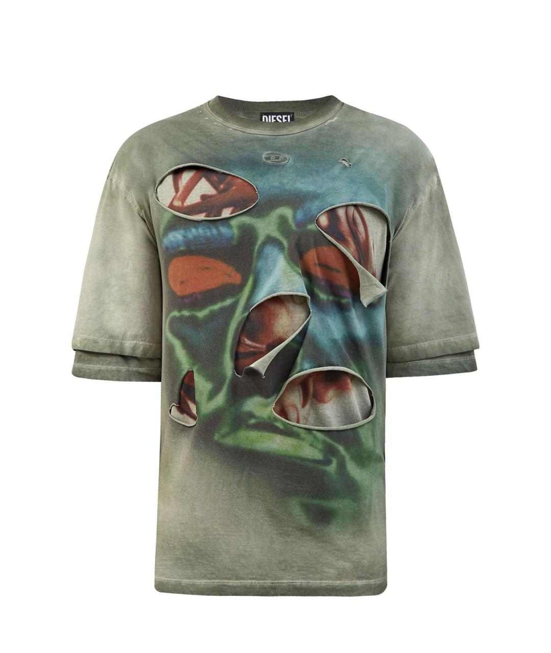 DIESEL Зеленая хлопковая футболка, фото 1